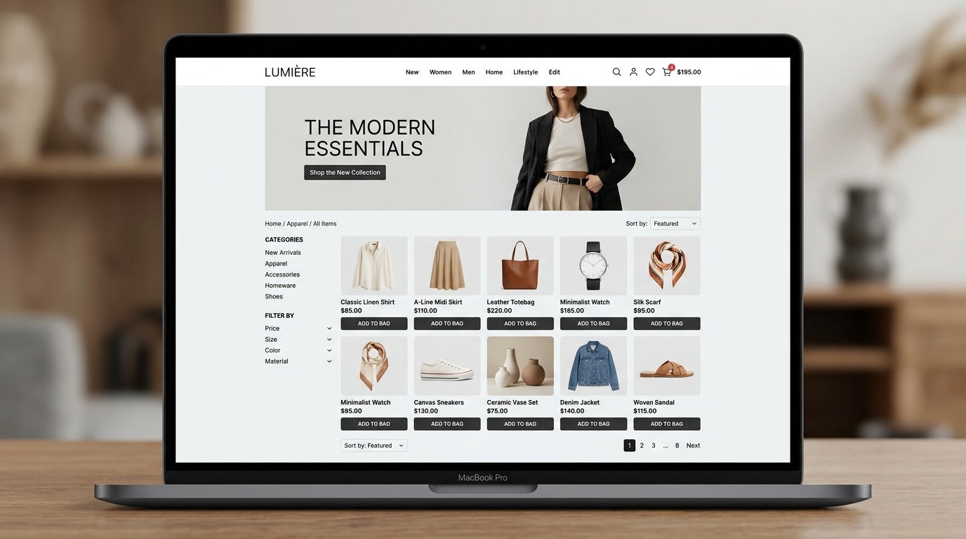 Online store and shopping cart mockup